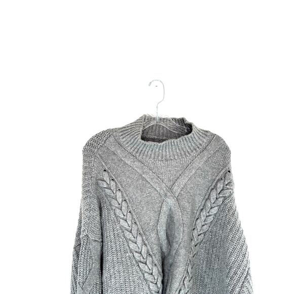 Elizabeth and James Sweater Gray Cable Knit Mockneck Plus Soft Cozy Size XXL - Picture 3 of 11